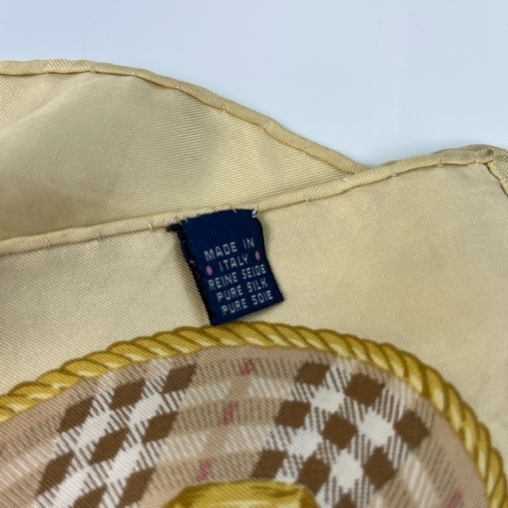 Burberry Vintage Beige and Yellow Check Silk Scarf - Picture 9 of 9
